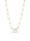 SAKS FIFTH AVENUE WOMEN'S 14K YELLOW GOLD & WHITE TOPAZ PAPER CLIP LINK CHAIN NECKLACE,400015275053
