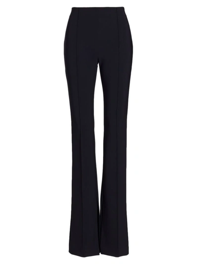 Adam Lippes Eva Bonded Neoprene Flared Trousers In Black