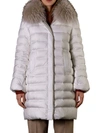 Moorer Cintias3 Long Jkt With Fur In Nude & Neutrals