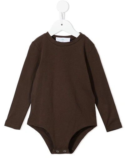 Eshvi Kids' Long Sleeve Bodysuit In Brown