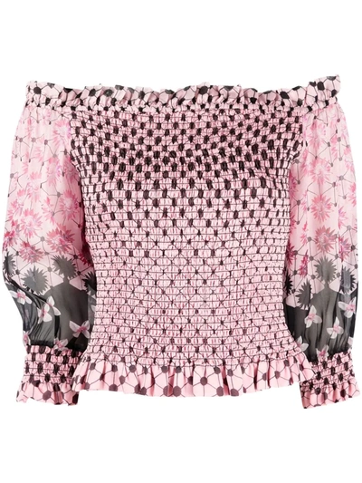 Temperley London Mia Off-shoulder Silk Blouse In Pink
