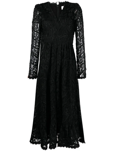 Temperley London Twiggy Lace V-neck Dress In Black