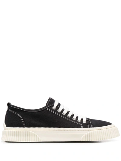 Ami Alexandre Mattiussi Low-top Textured Sole Sneakers In Black