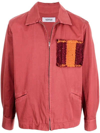 Adish Interwoven Detail Shirt Jacket In Red