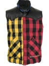 MASTERMIND JAPAN CHECK-PRINT PADDED GILLET