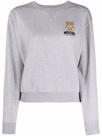 Moschino Teddy Print Lounge Sweatshirt In Grey