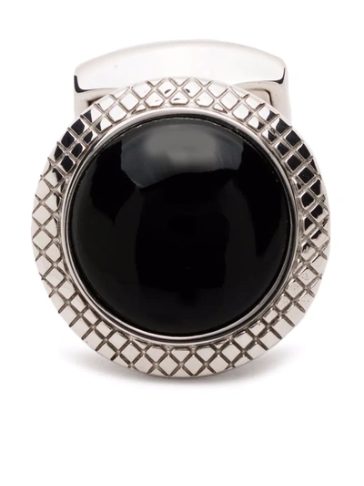 Tateossian Engraved Onyx Cufflinks In Silver