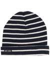 Saint James Striped Ribbed-knit Wool Beanie In Blue