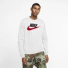Nike Sportswear Men's Long-sleeve T-shirt In White,black,university Red