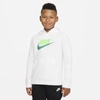 Nike Sportswear Club Fleece Big Kids' Pullover Hoodie In White,green Strike