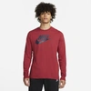 Nike Sportswear Men's Long-sleeve T-shirt In Pomegranate,obsidian