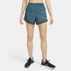 Nike Dri-fit Tempo Women's 3" Leopard Print Running Shorts In Dark Teal Green,dark Teal Green,black