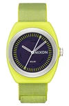Nixon Light-wave Solar Nylon Strap Watch, 36mm In Citrus