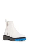 Off-white Sponge Sole Leather Zip Boots In White