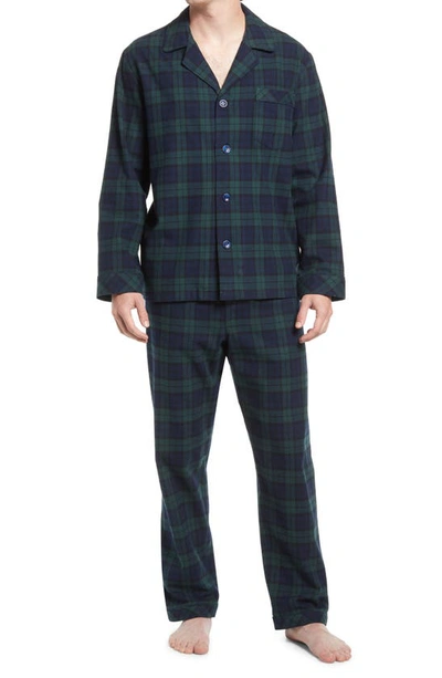 Majestic Hearthside Flannel Pajamas In Blackwatch