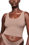 Skims Stretch Cotton Jersey Scoop Neck Tank In Umber