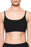 Skims Stretch Cotton Jersey Scoop Neck Bralette In Soot