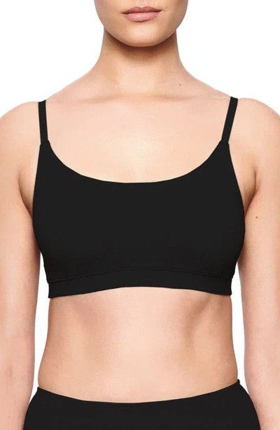 Skims Stretch Cotton Jersey Scoop Neck Bralette In Soot