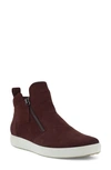 Ecco Soft 7 Mid Top Sneaker In Burgundy Nubuck