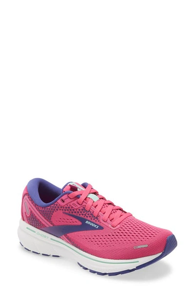 Brooks Ghost 14 Running Shoe In Fuchsia/ Yucca/ Navy