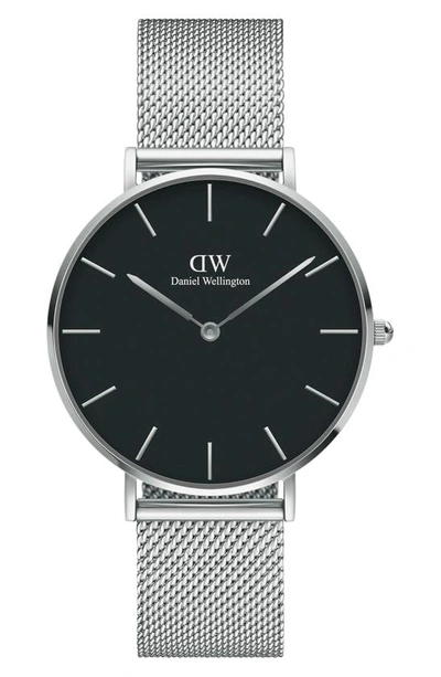 Daniel Wellington Petite Ashfield Mesh Strap Watch, 36mm In Silver/ Black