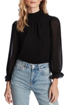 1.state Smocked Neck Long Sleeve Blouse In Rich Black