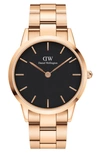 Daniel Wellington Iconic Bracelet Watch, 40mm In Rose Gold/ Black