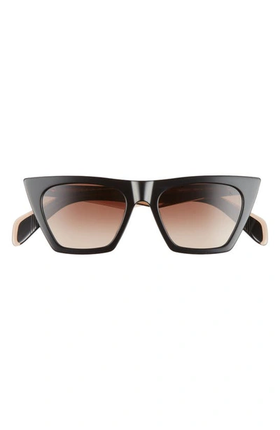 Rag & Bone 51mm Cat Eye Sunglasses In Blackbeig/brown Gradient