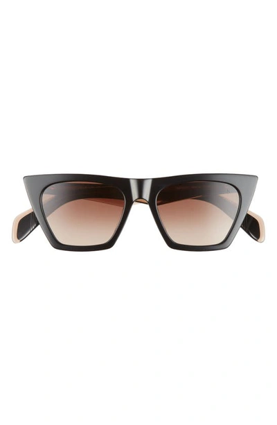 Rag & Bone 51mm Cat Eye Sunglasses In Black Beige/brown Gradient