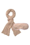 E Marie Travel Blanket And Eye Mask In Heather Mauve