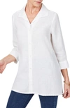 Foxcroft Sterling Button Front Non-iron Linen Shirt In White