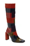 Jeffrey Campbell Lightspeed Patchwork Boot In Khaki Rust Multi