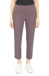 Theory Treeca Houndstooth Plaid Pull-on Pants In Merlot Multi
