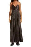 A.l.c Ariya Pleated Faux Leather Gown In Black