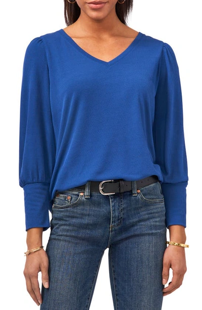 Vince Camuto V-neck Knit Top In Deep Blue