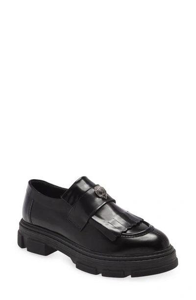 Kurt Geiger Bird Eagle Embellished Leather Loafers In Black