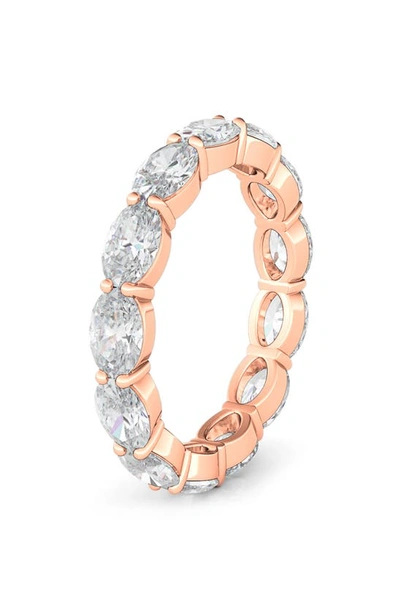 Hautecarat Sideways Oval Cut Diamond 14k Gold Eternity Ring In Rose Gold