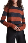 Allsaints Womens Steel Grey/gin Lou Striped-print Crewneck Jumper S In Steel Gray