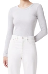 Agolde Maya Scoop Neck Rib Long-sleeve Tee Oatmeal In Brushed Grey Heather