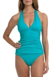 La Blanca Island Goddess Halter Tankini Top In Turquoise