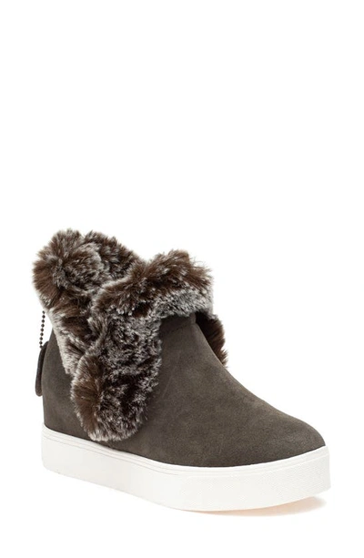 Jslides Faux Fur Lined Bootie In Khaki Waterproof