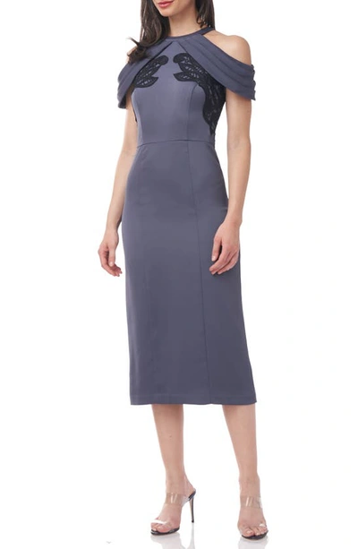 Js Collections Rosalind Halter Cold Shoulder Dress In Gunmetal