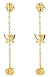 Sterling Forever Sterling Silver Into The Garden Drop Earrings In Gold