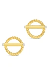 Sterling Forever Sterling Silver Victoria Pearl Stud Earrings In Gold