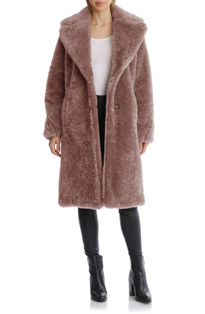 Avec Les Filles Faux Fur Teddy Coat In Rose Taupe