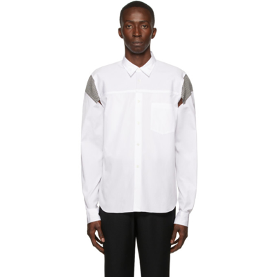 Comme Des Garçons Homme Deux Cut-out Houndstooth-panel Shirt In White