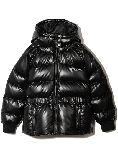 Givenchy Kids Black Screwed Down Jacket With Logo