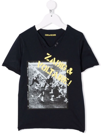 Zadig & Voltaire Kids' Boxer Cotton T-shirt In Blue