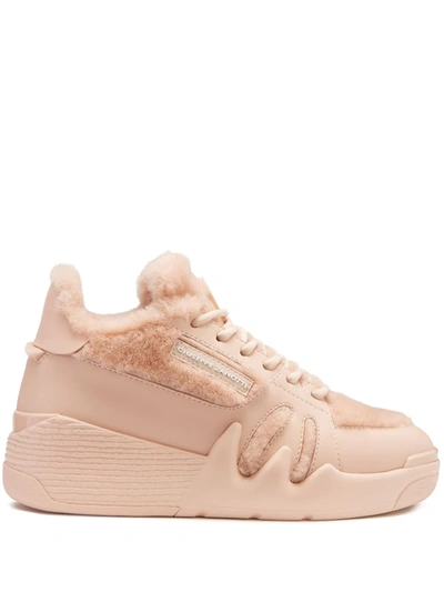 Giuseppe Zanotti Talon Shearling-lined Mid-top Trainers In Pink