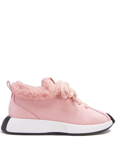 Giuseppe Zanotti Ferox Shearling-lined Leather Trainers In Pink